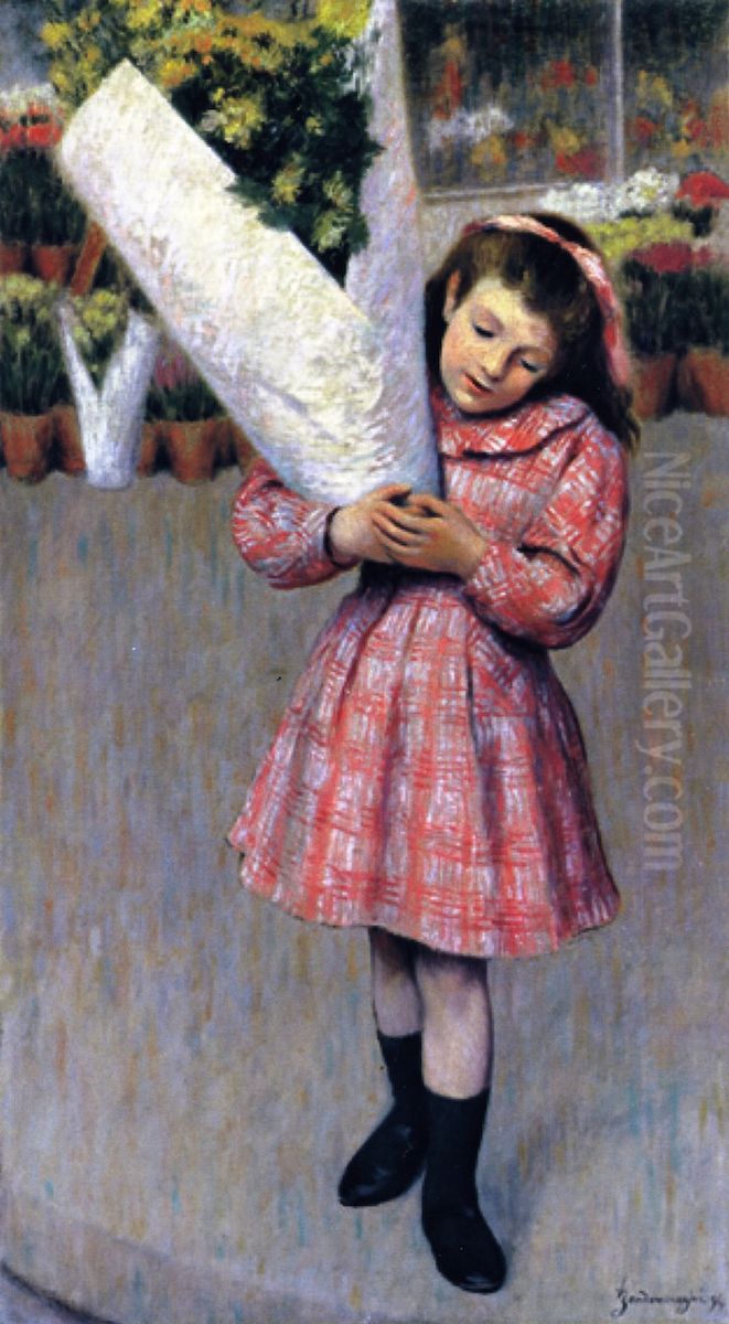 il mazzo di fiori Oil Painting by Federico Zandomeneghi