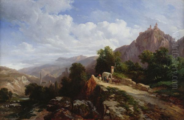 Road to Tyrol Oil Painting by Jules Louis Phillipe Coignet