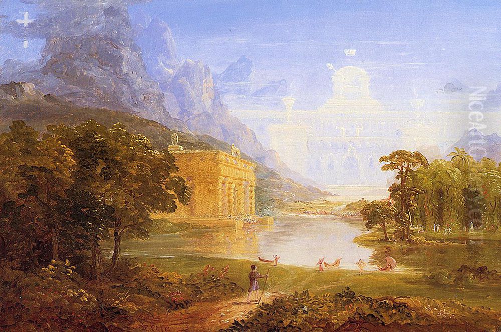 The Cross and the World Study for -The Pilgrim of the World on His Journey Oil Painting by Thomas Cole