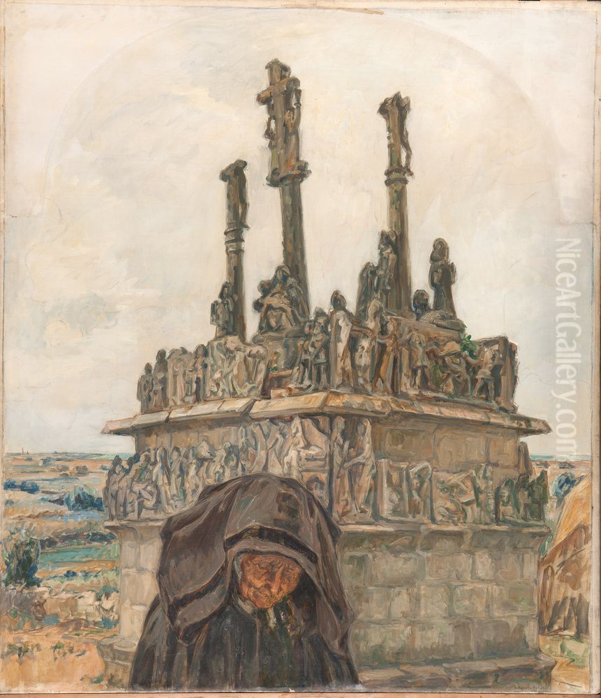 Calvaire de Tronoen Oil Painting by Germain David-Nillet