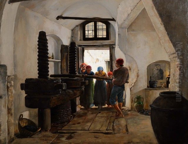 Oil Press, Anacapri Oil Painting by Charles Caryl Coleman Oil Press, Anacapri Oil Painting by Charles Caryl Coleman