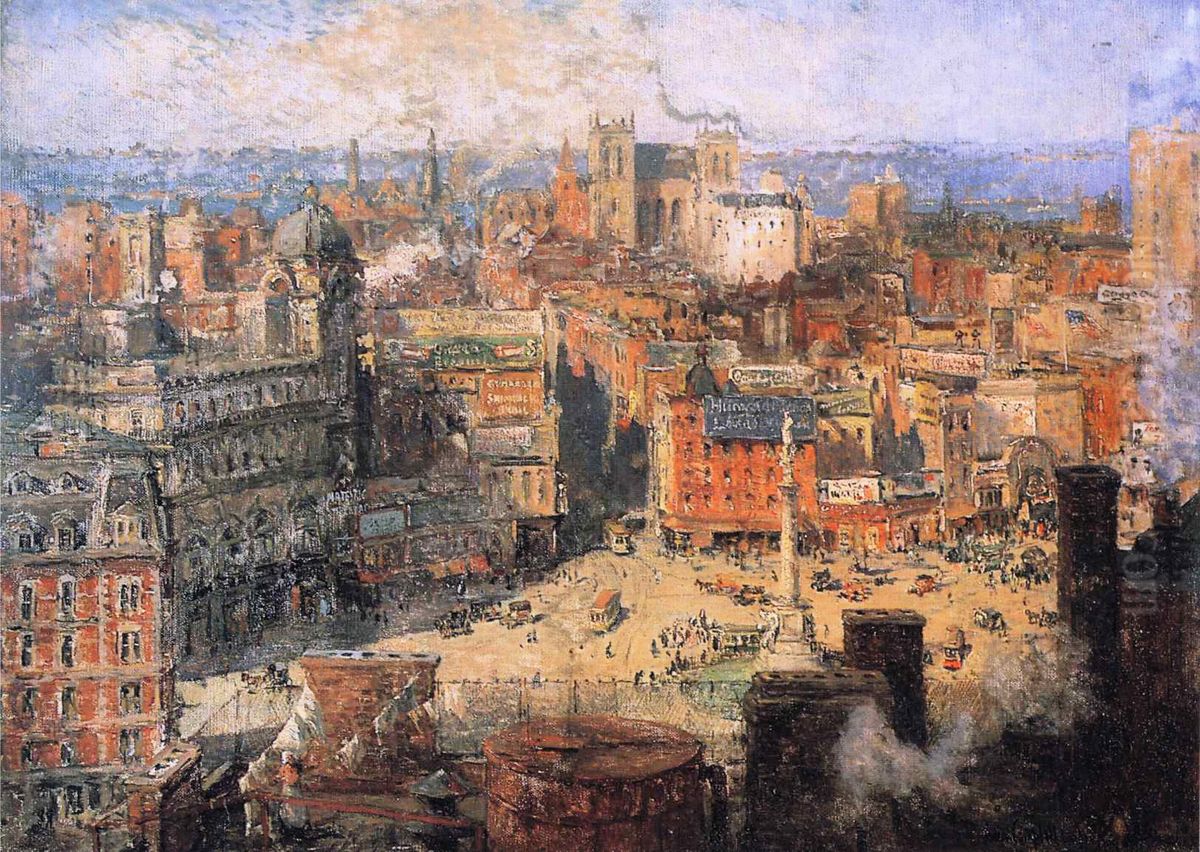 Columbus Circle Oil Painting by Colin Campbell Cooper