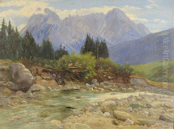 Fiume Oil Painting by Alfonso Canciani