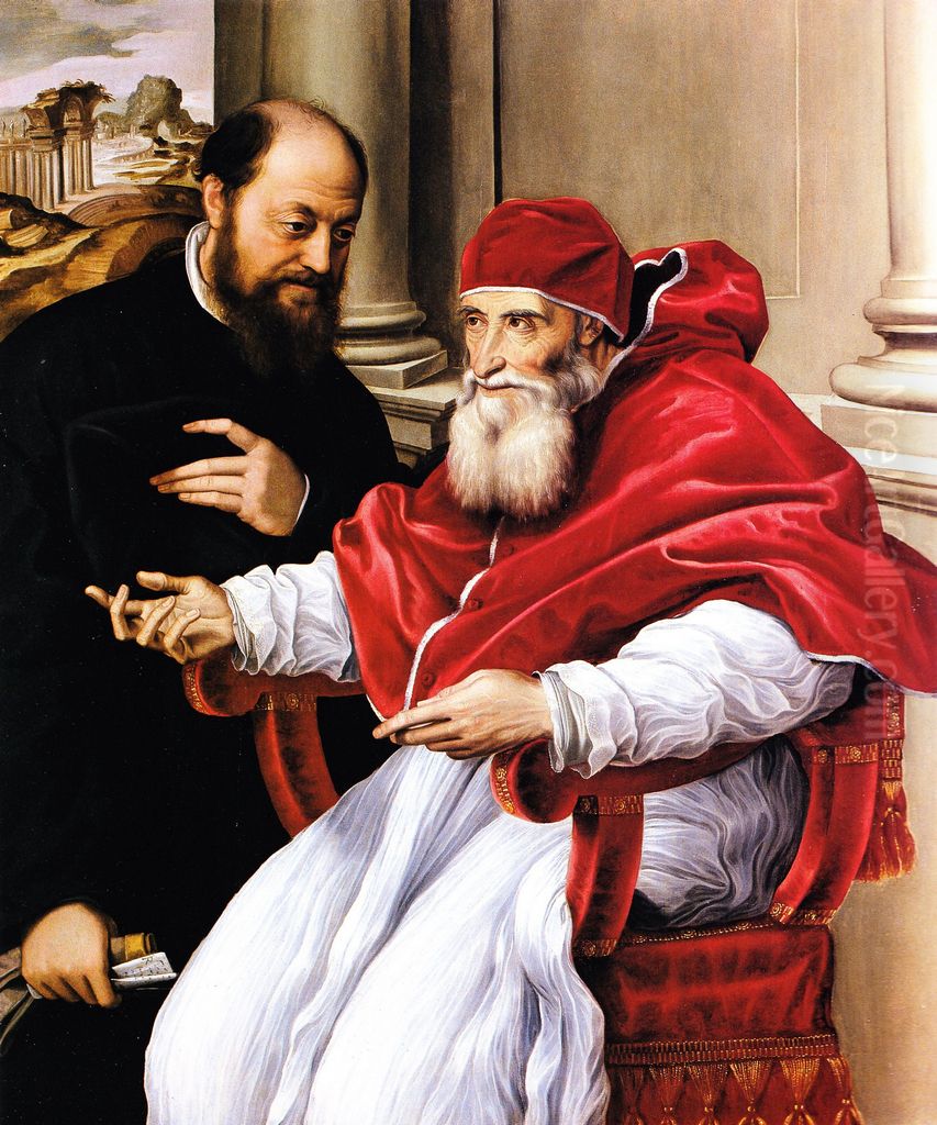 Paolo III e Reginaldo Polo Oil Painting by Perino del Vaga