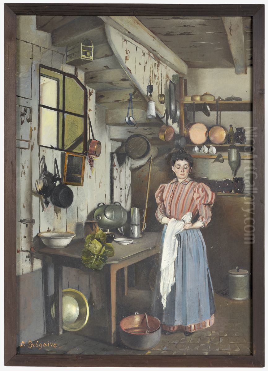 Interieur d'une cuisine Oil Painting by Louis Gregoire