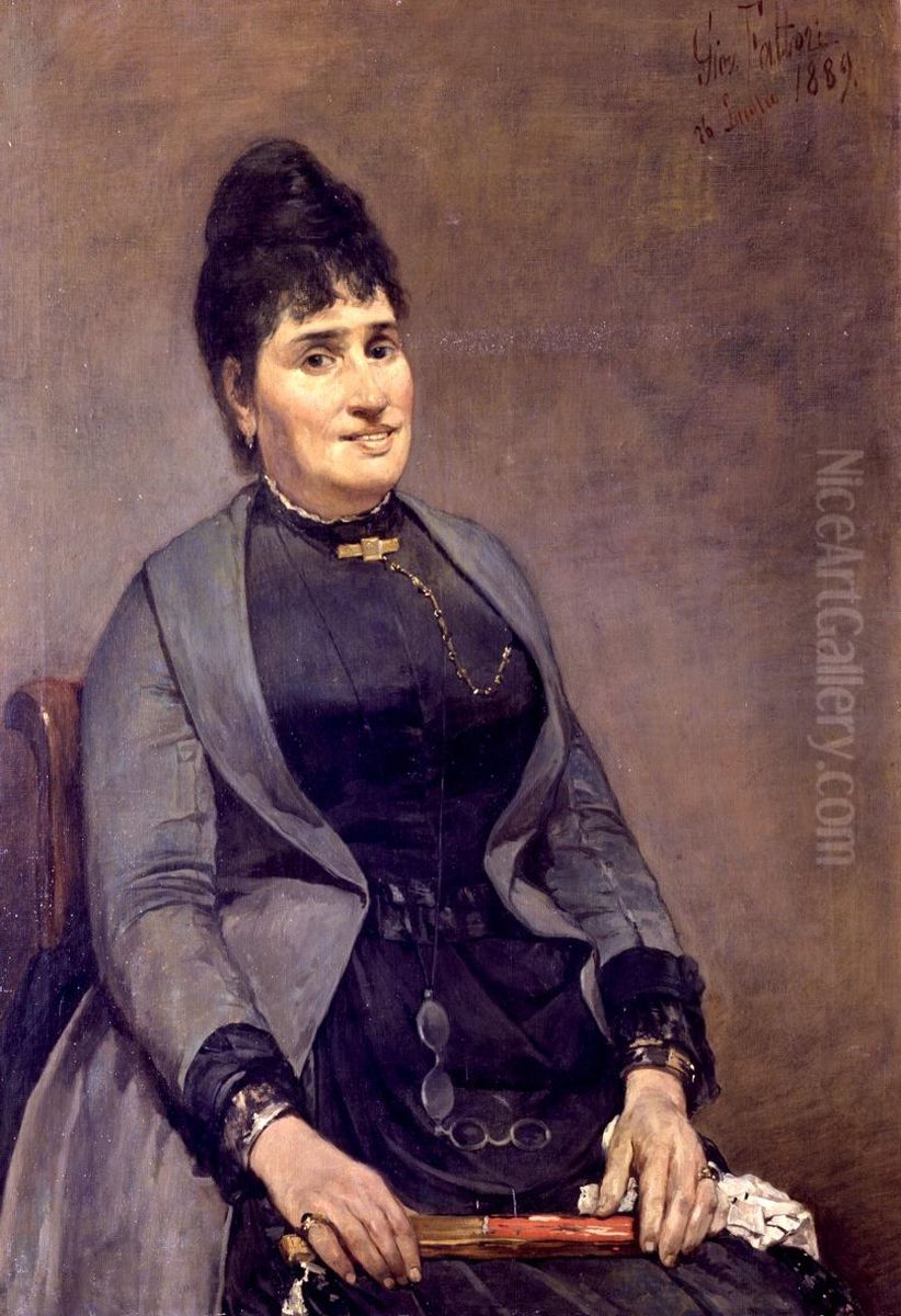 Portrait of the artist's second wife Oil Painting by Giovanni Fattori