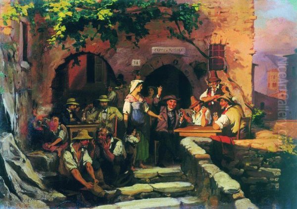 Italian Tavern Oil Painting by Fyodor Bronnikov