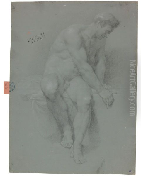 Academia, Study of a Male Figure Oil Painting by Pompeo Batoni