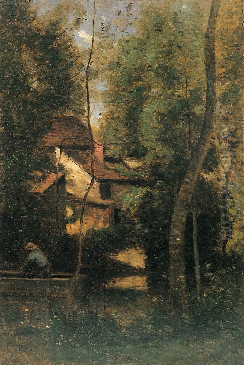 Mothois (Oise) near Gournay-en-Bray Oil Painting by Jean-Baptiste Camille Corot