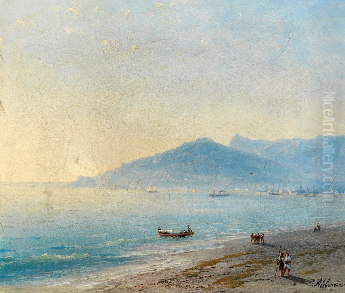 The Bay of Yalta with the Magobi and Ai Petri mountains Oil Painting by Ivan Aivazovsky