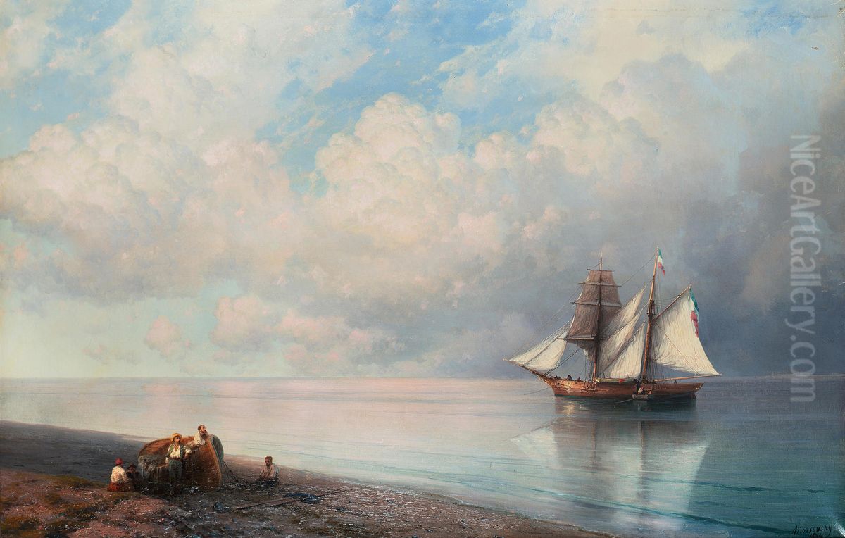 Calm early evening sea Oil Painting by Ivan Aivazovsky