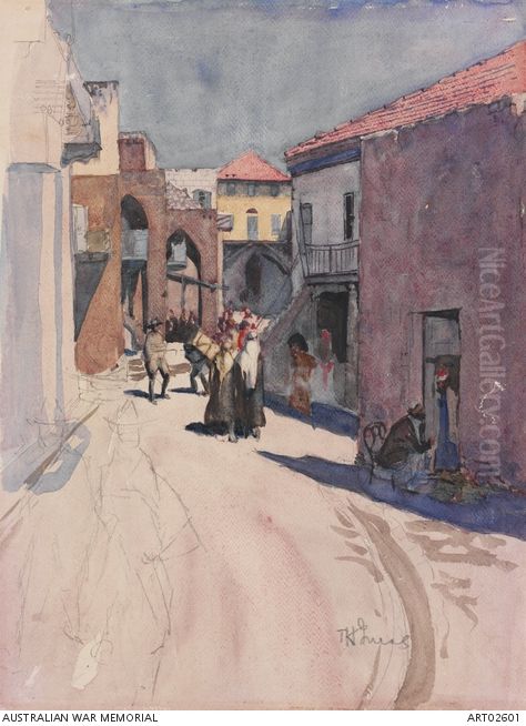 Street in Haifa Oil Painting by Thomas Henry Ivers