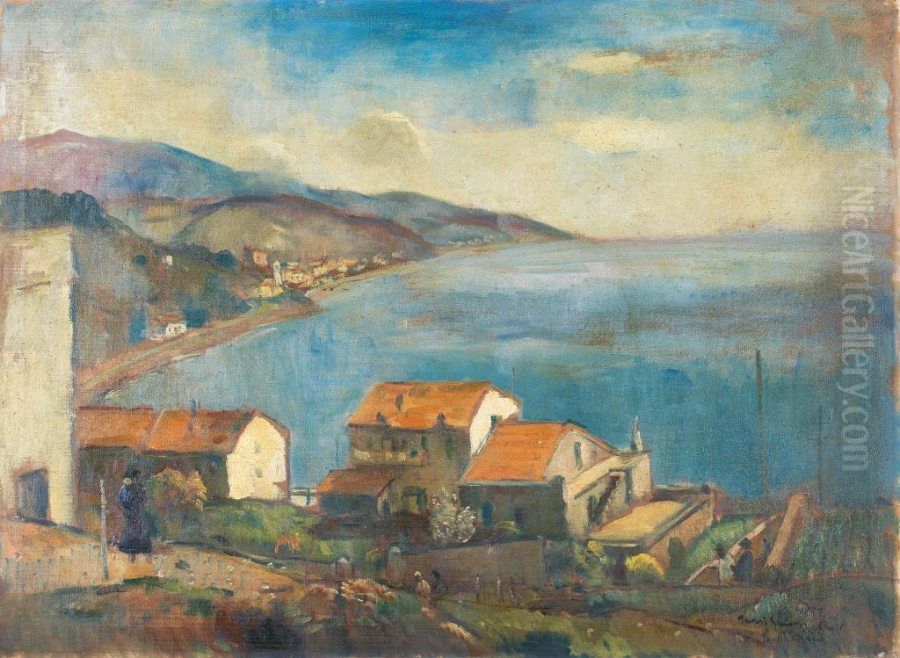 On the seashore Oil Painting by Bela Ivanyi-Grunwald