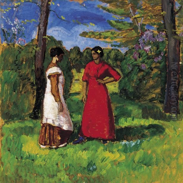 Girls from Kecskemet Oil Painting by Bela Ivanyi-Grunwald