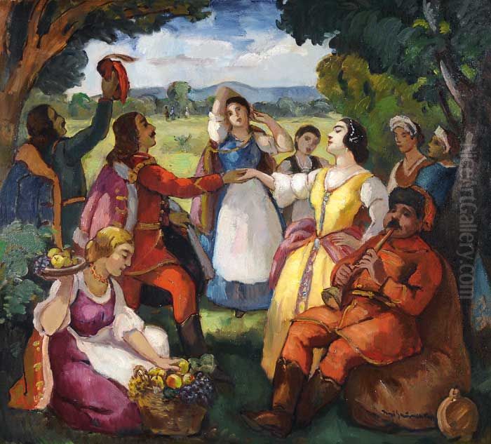 The Dance Oil Painting by Bela Ivanyi-Grunwald