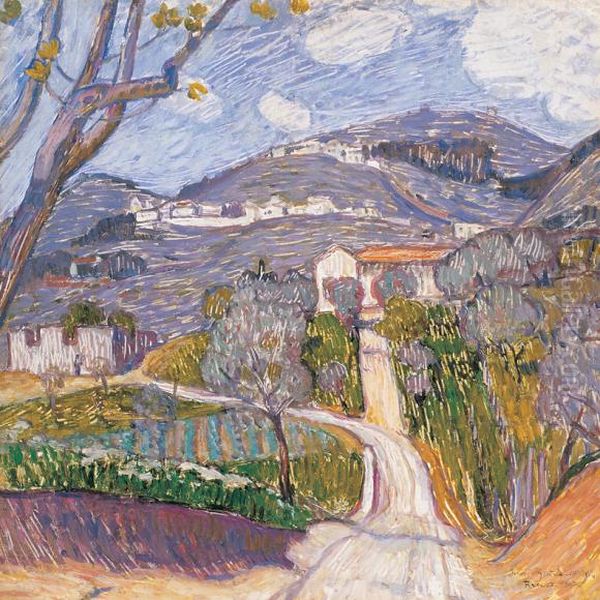 Spring(Landscape in Florence) Oil Painting by Bela Ivanyi-Grunwald