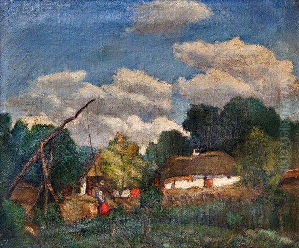 Farmyard Oil Painting by Bela Ivanyi-Grunwald