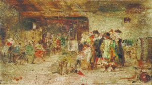 Rubens admires a painting by Brower (preparatory sketch)