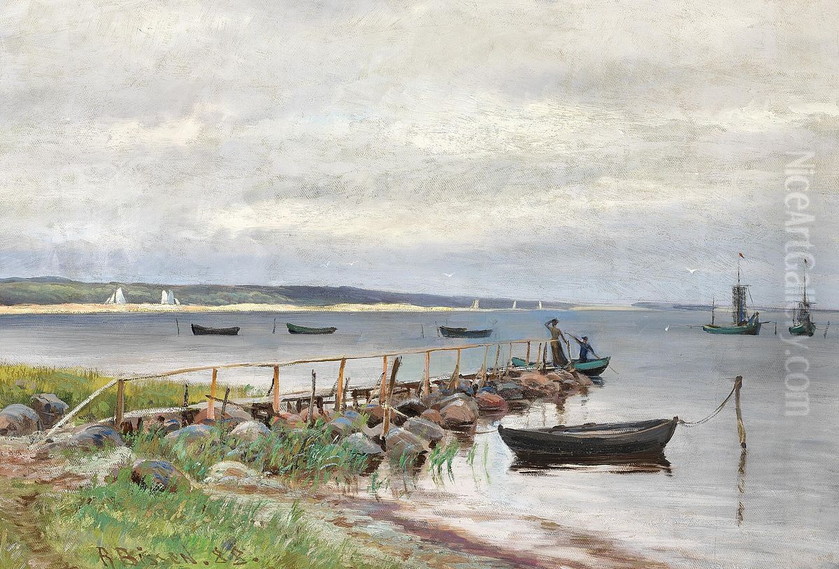 A jetty at Bogo. Oil Painting by Rudolf Bissen