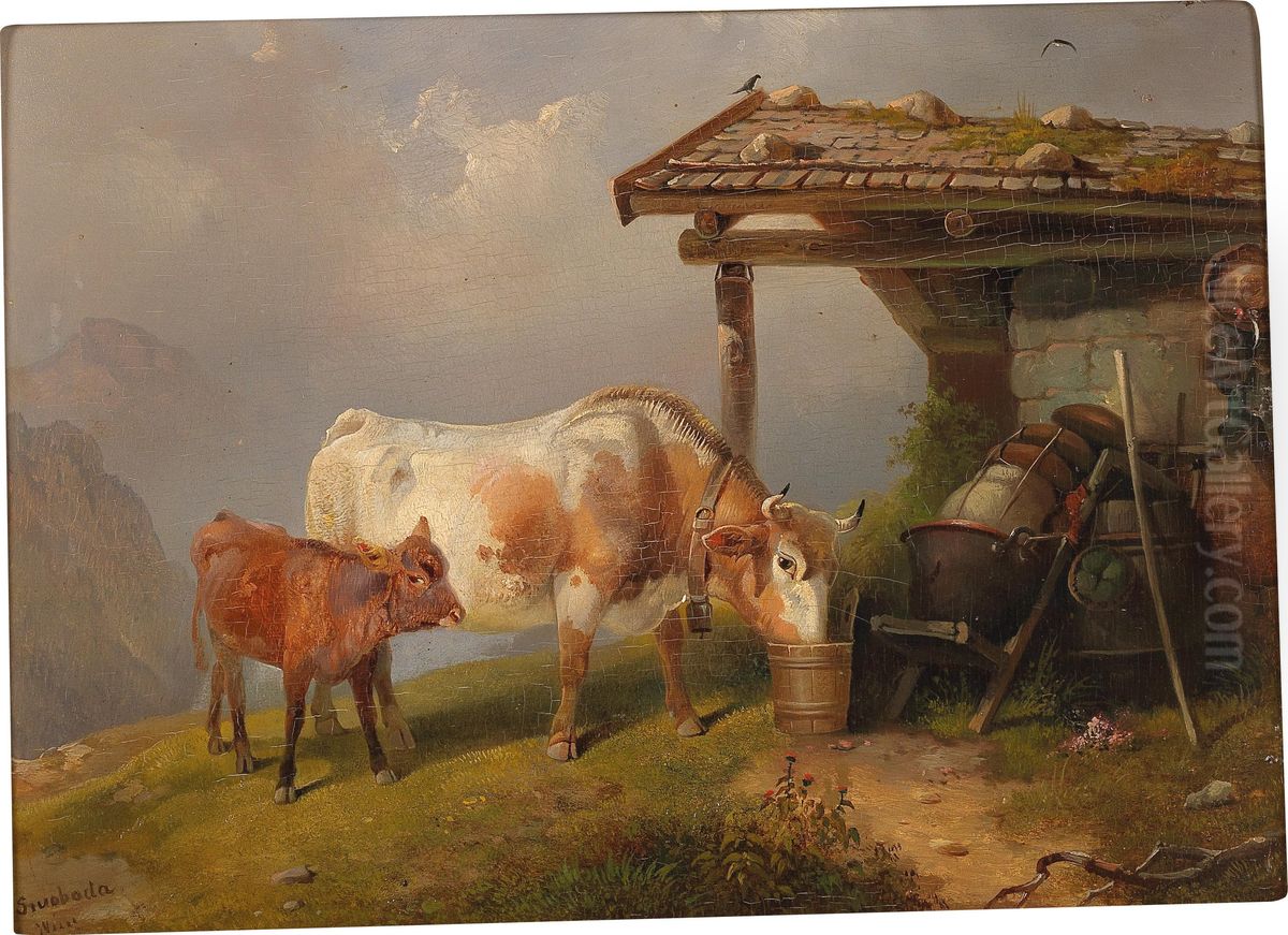 On the Alp Oil Painting by Rudolf Swoboda