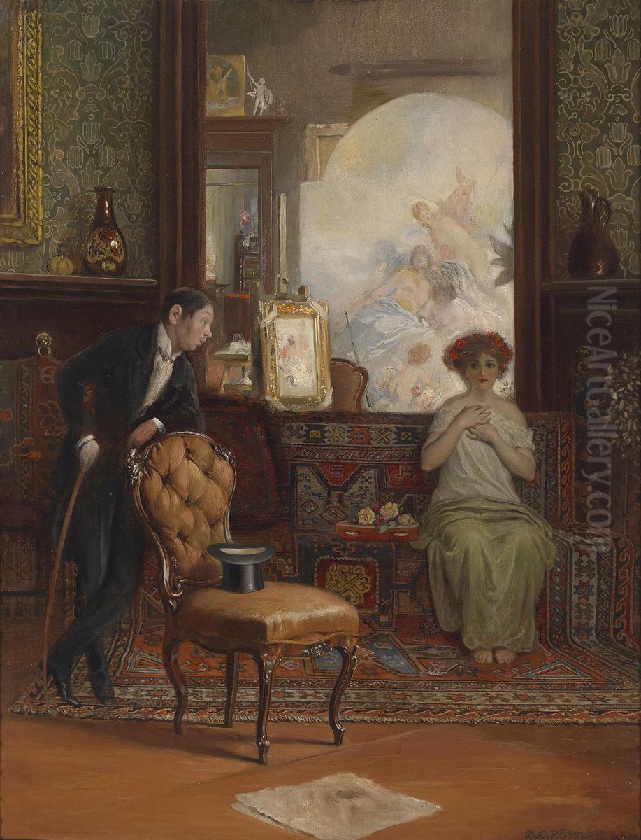 Uberraschender Besuch Oil Painting by Rudolf Rossler