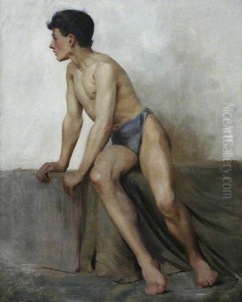Seated Nude Study Oil Painting by Henry Scott Tuke