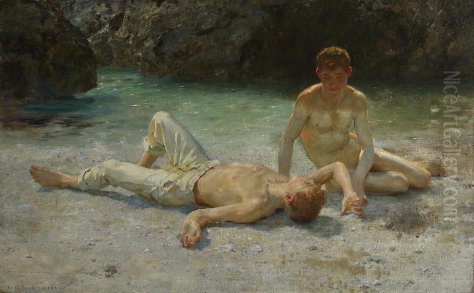 Noonday Heat Oil Painting by Henry Scott Tuke