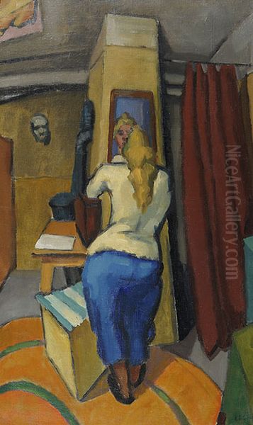 Ilse im Atelier Oil Painting by Rudolf Wacker