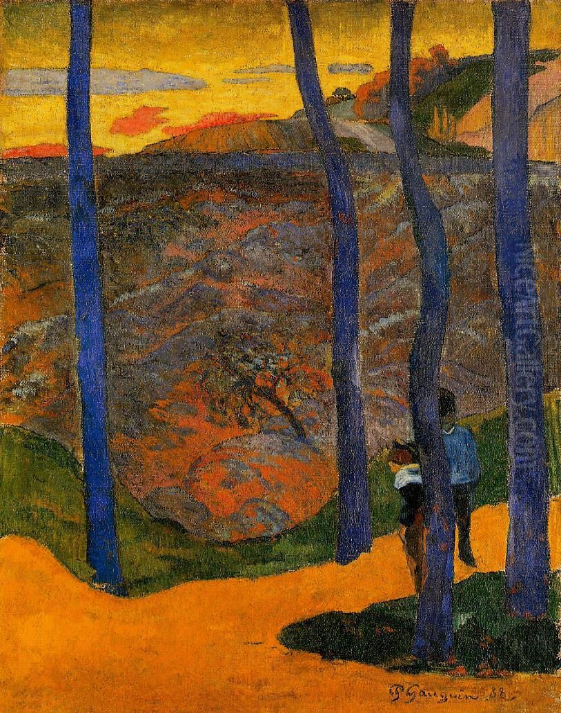 Blue Tree Trunks. Arles Oil Painting by Paul Gauguin