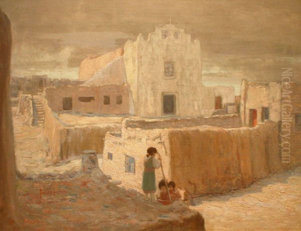 Laguna Mission Oil Painting by Carlos Vierra Laguna Mission Oil Painting by Carlos Vierra