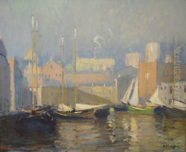 Tea Wharf, Boston Oil Painting by Arthur Clifton Goodwin