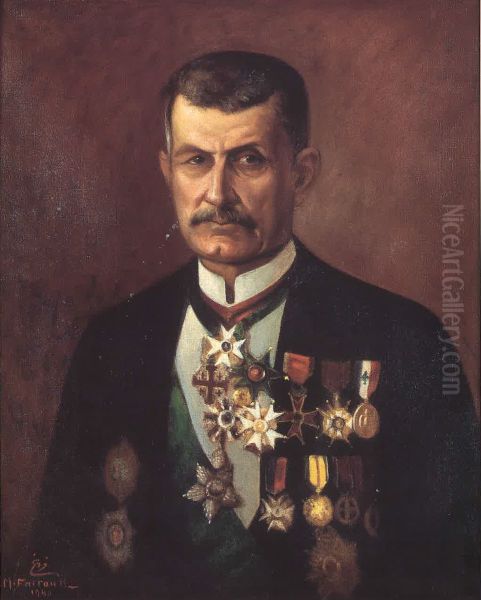 Portrait of Viscount Philippe de Tarrazi (1865 - 1956). Oil Painting by Moustafa Farroukh