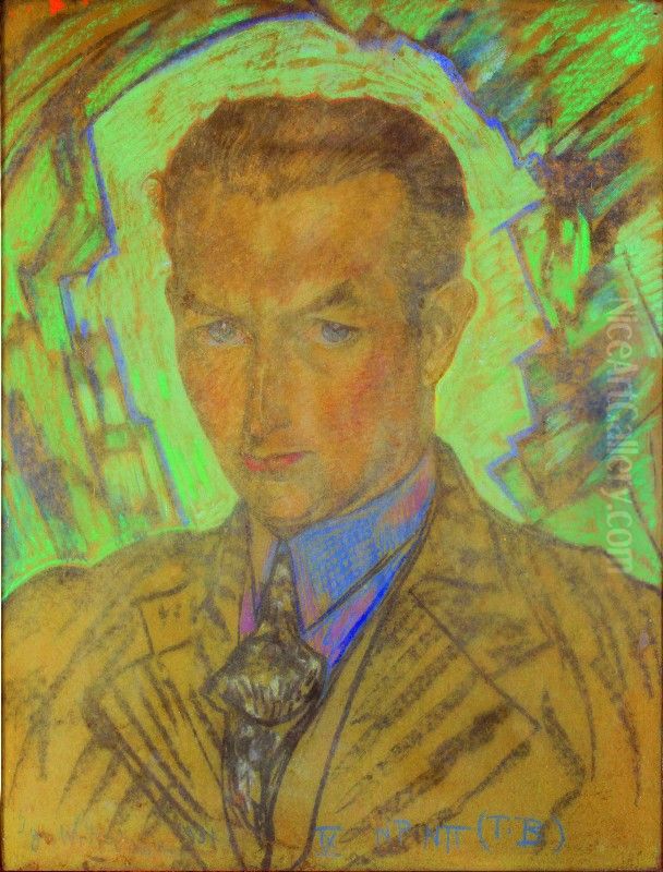Portret Stefana Korbonskiego Oil Painting by Stanislaw Ignacy Witkiewicz (Witkacy)