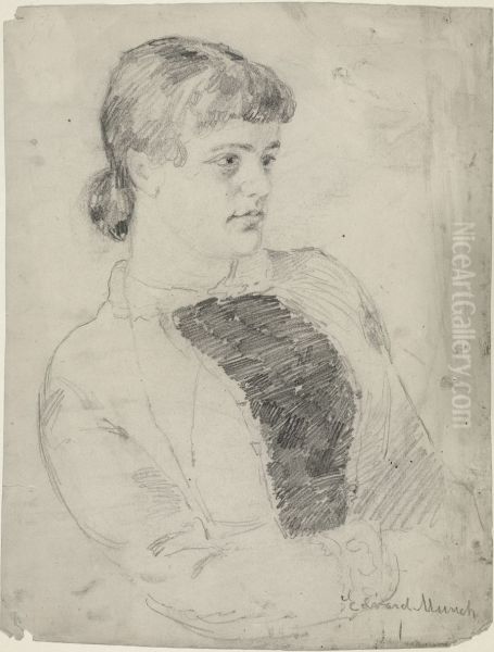Anna Munch Oil Painting by Edvard Munch