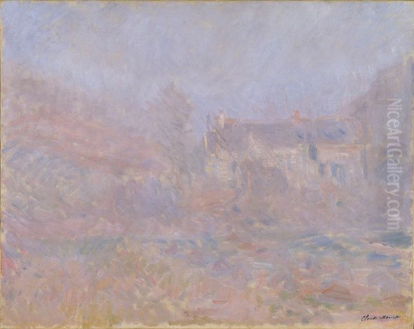 Hauser in Falaise im Nebel Oil Painting by Claude Oscar Monet