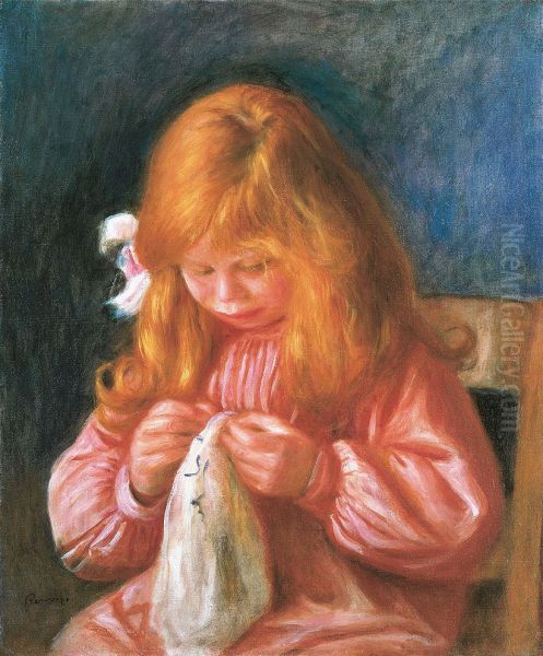 Jean Renoir cousant Oil Painting by Pierre Auguste Renoir