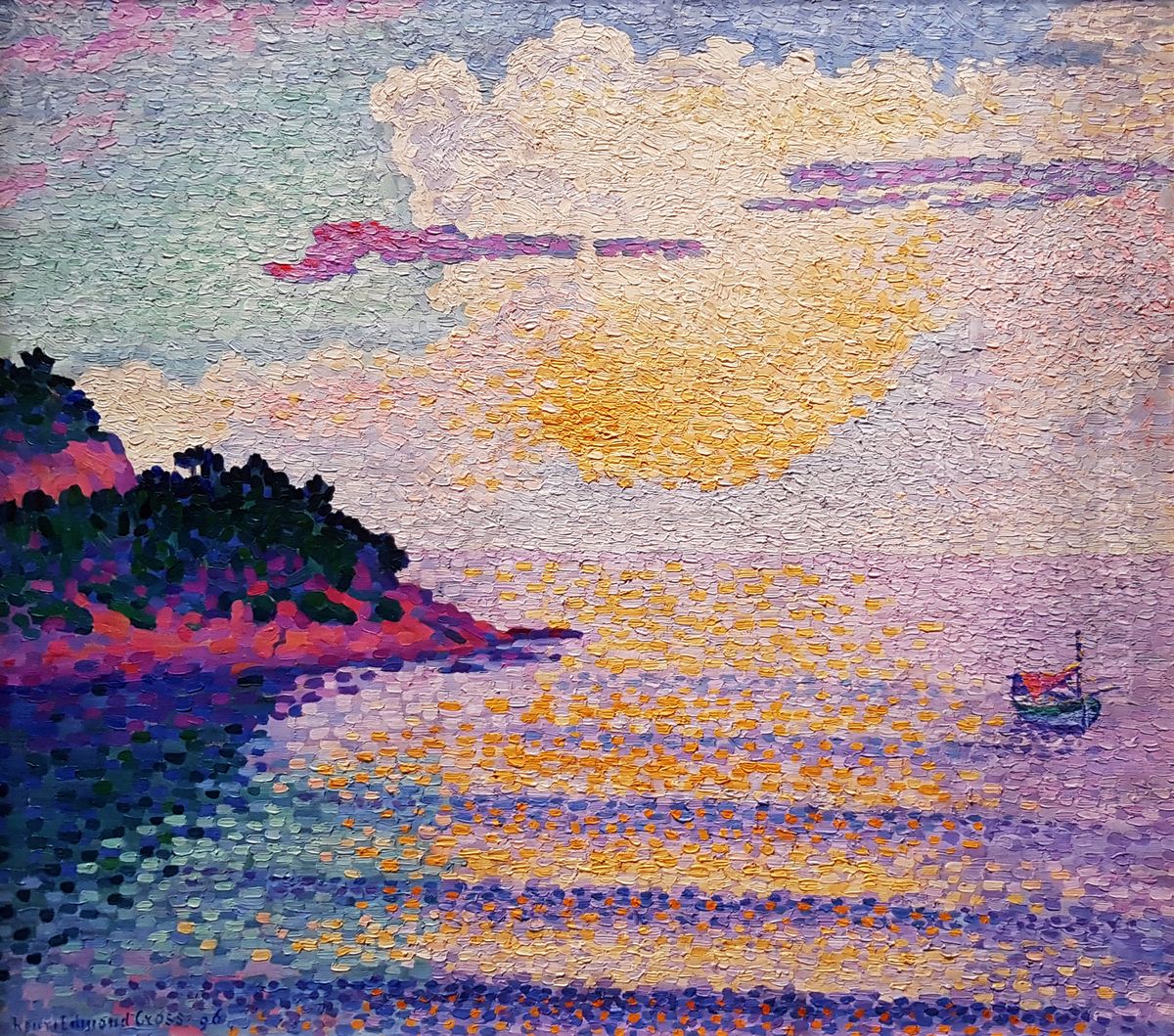 Sunset over the sea Oil Painting by Henri-Edmond Cross