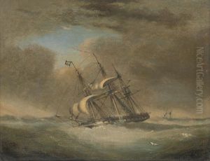 H.M.S. Warspite, as a frigate, running before the wind under reduced sail