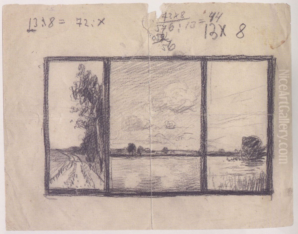 Lake in Saldutiskis, sketch for a triptych Oil Painting by Stanislaw Ignacy Witkiewicz (Witkacy)