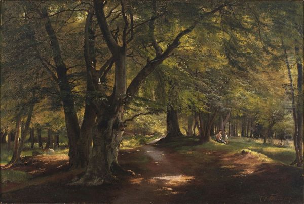 Scenery from Dyrehaven Oil Painting by Carl Frederik Aagaard