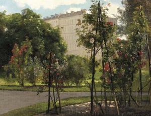 Blomstrende roser i en park.