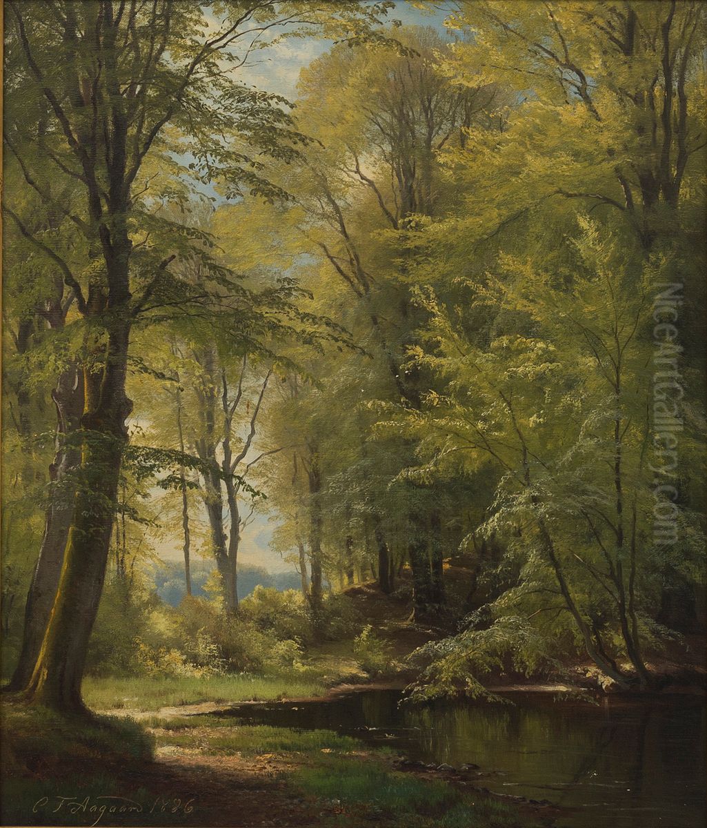Forest view. Oil Painting by Carl Frederik Aagaard
