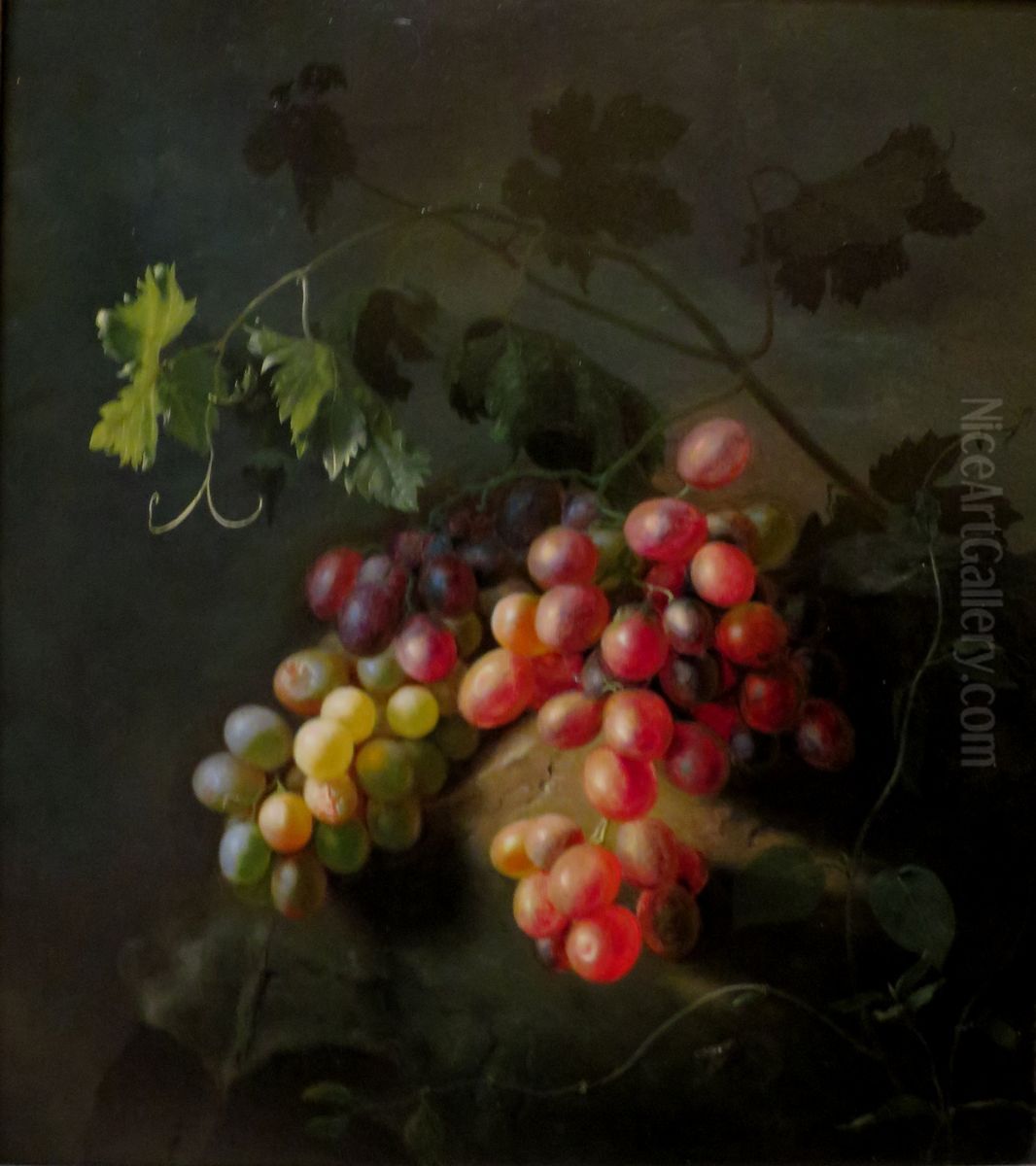 Grapes Oil Painting by Frants Diderik Boe