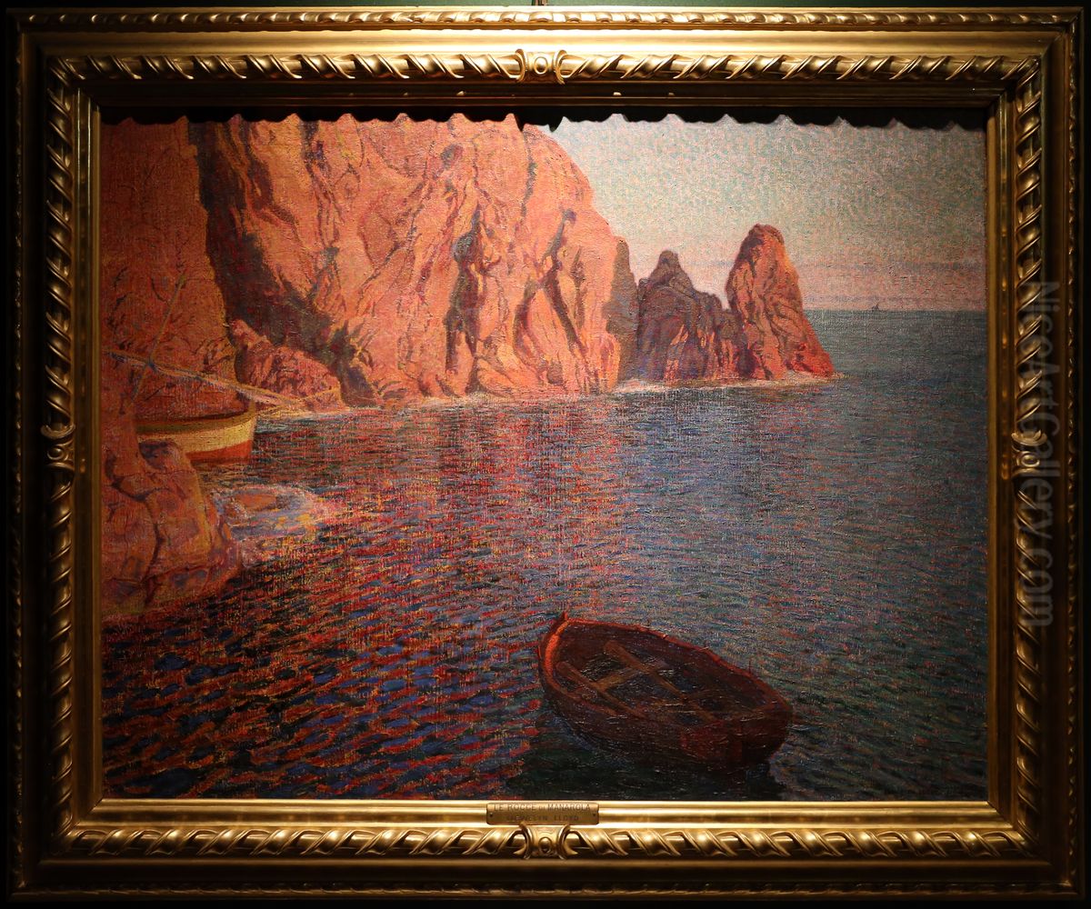 le rocce di manarola Oil Painting by Llewelyn Lloyd