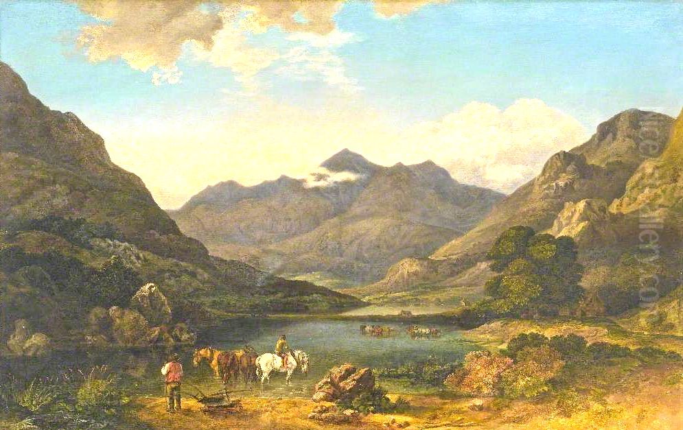 Snowden from Llyn Nantle Oil Painting by George Barret, Sr.