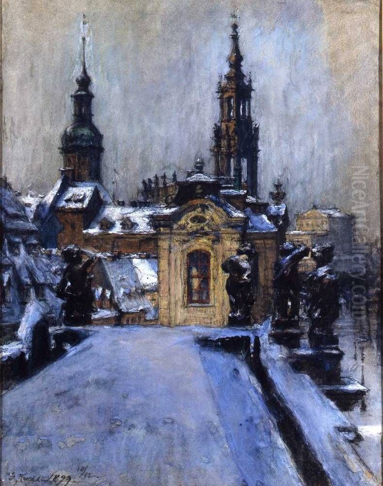 View from Kuehl's studio on theSekundogenitur Oil Painting by Gotthardt Kuehl
