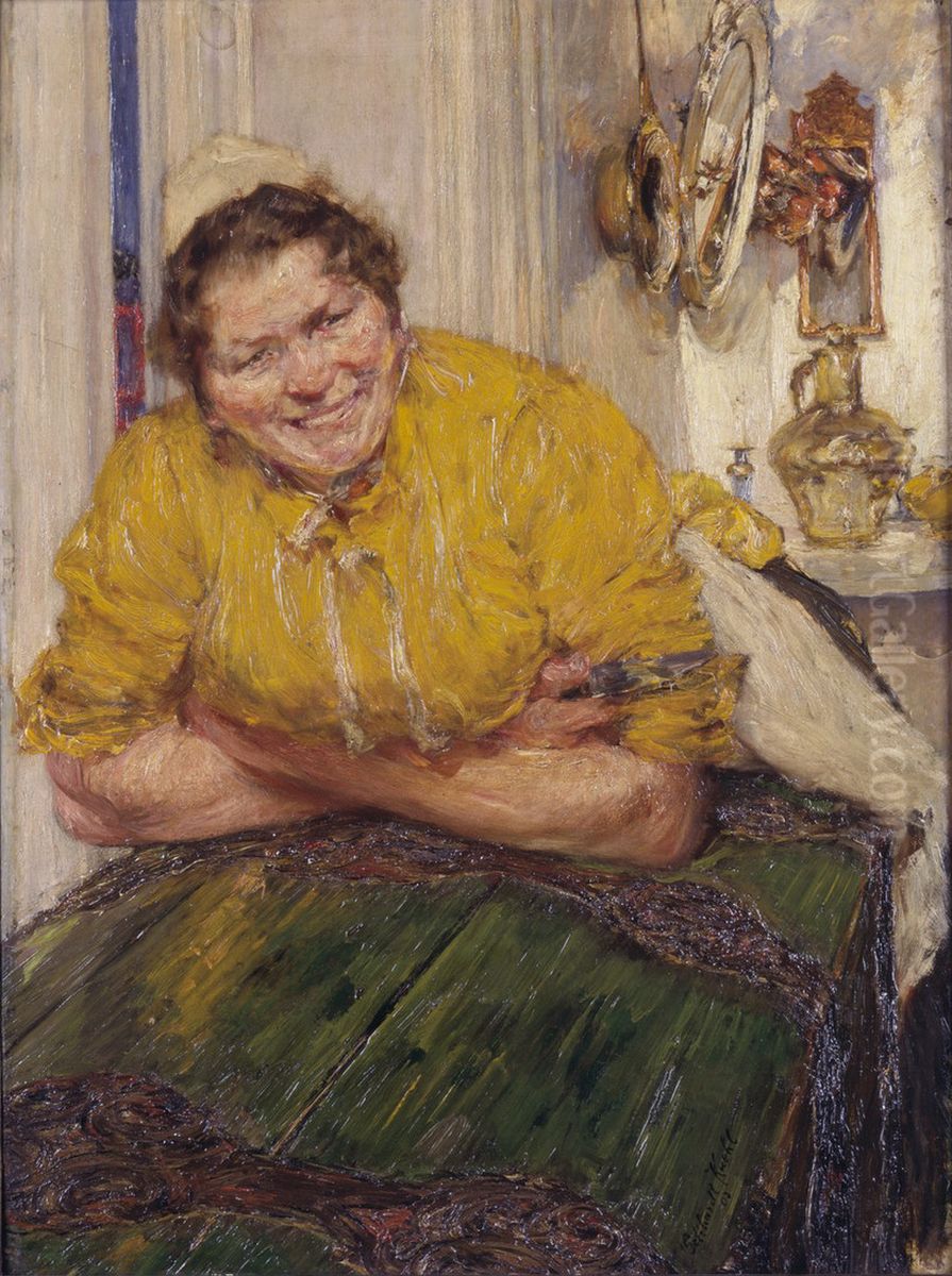Kuchenmagd / Lachendes Madchen Oil Painting by Gotthardt Kuehl