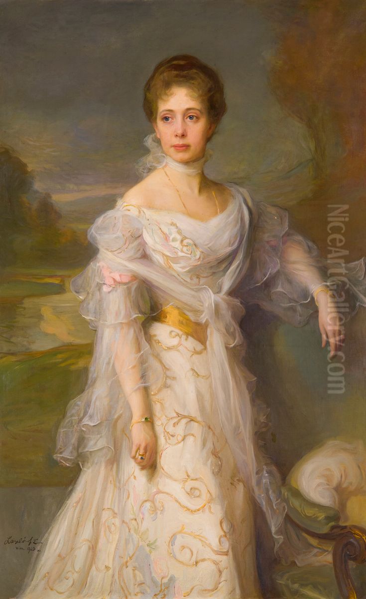 Portrat der Erzherzogin Elisabeth Amalie von Osterreich, ab 1903 verh. Prinzessin von Liechtenstein Oil Painting by Philip de Laszlo
