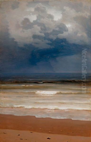 Breakers on a rainy day Oil Painting by Arkhip Kuindzhi
