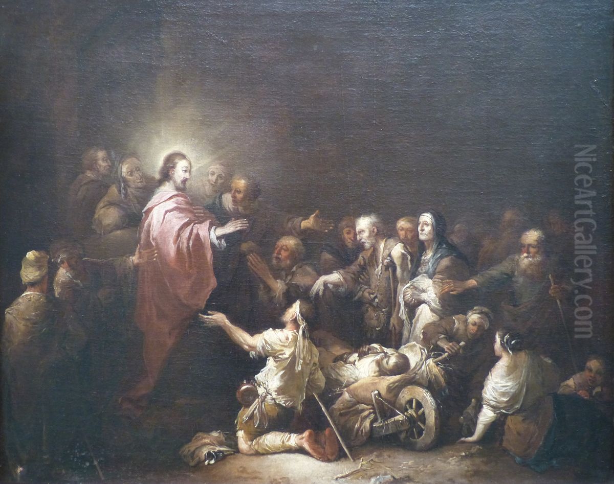 Jesus guerissant des malades Oil Painting by Christian Wilhelm Ernst Dietrich